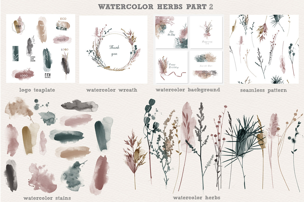 Watercolor herbs collection, a Decorative Illustration by Tatiana Davidova (Photo 3 of 8)