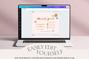 Retro Flower Thank You Card Canva, a Business Card Template by Summit Avenue (Thumbnail 4 of 6)