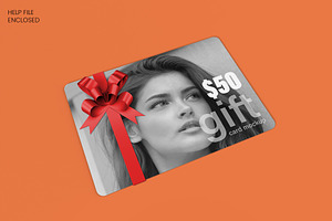 Gift Card With Ribbon Mockup