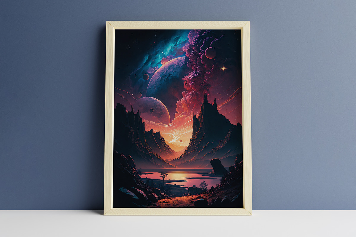 Cosmic Landscape Art Prints, a Background Graphic by DigitalFad (Photo 3 of 5)