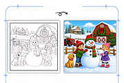 Christmas on the Farm Coloring Pages, a Seasonal Illustration by Design Station (Thumbnail 3 of 8)
