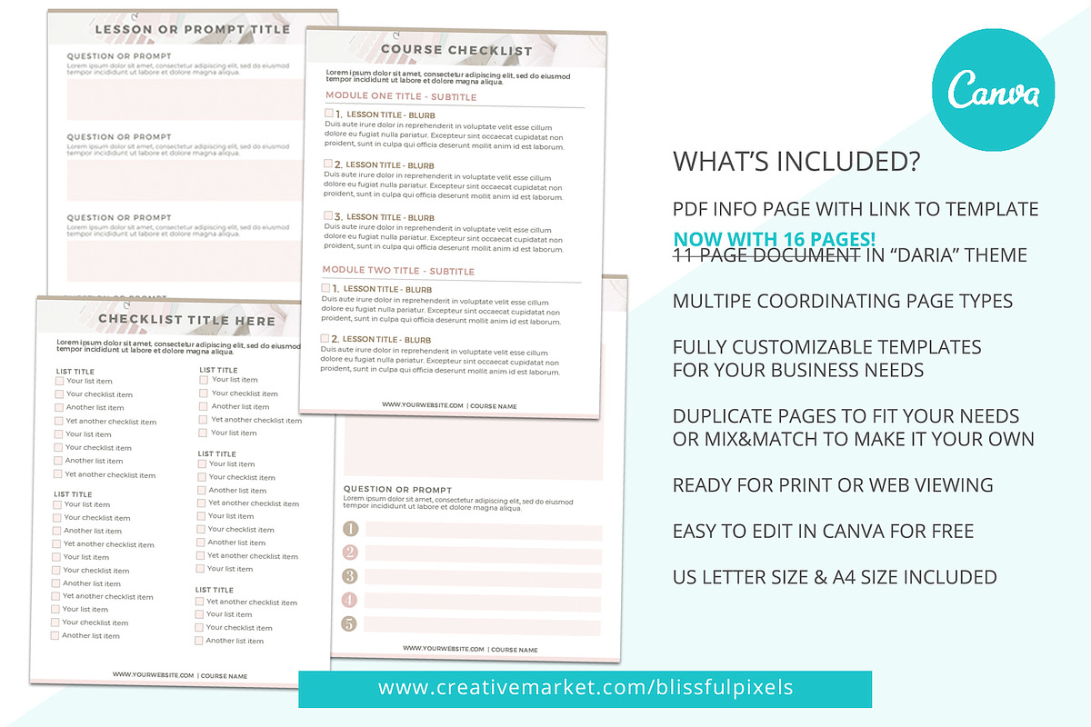 Daria - Worksheet or Course Template, a Marketing Template by Blissful Pixels (Photo 5 of 6)