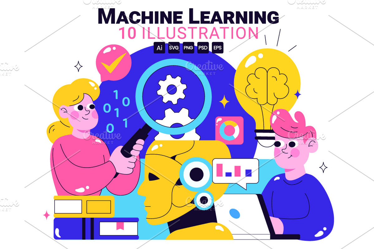10 Machine Learning Illustration, a Technology Illustration by denayunebgt (Photo 1 of 4)