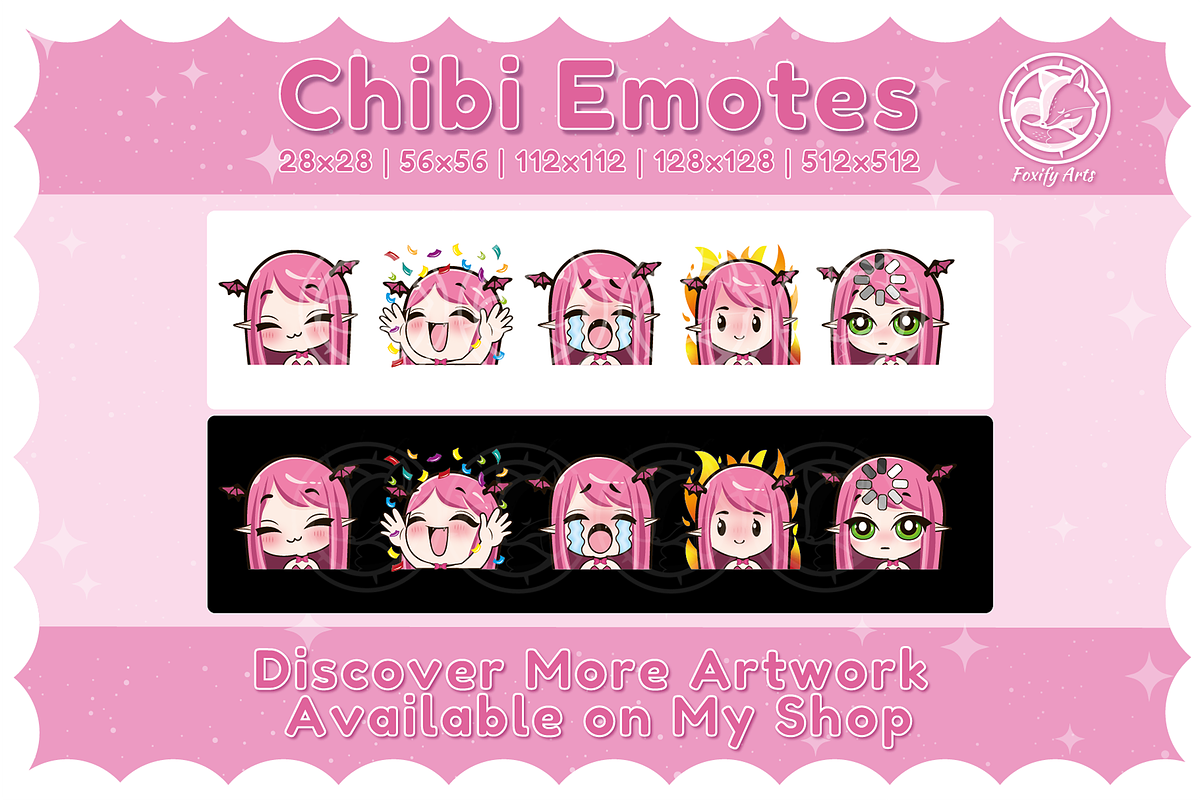 Chibi Succubus Emotes for Twitch, an Illustration by Foxify Arts (Photo 3 of 4)