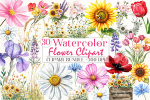 Watercolor Flower Clipart, an Illustration by Libby Wishes