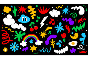 Color funky groovy shapes, a Decorative Illustration by Vector Tradition