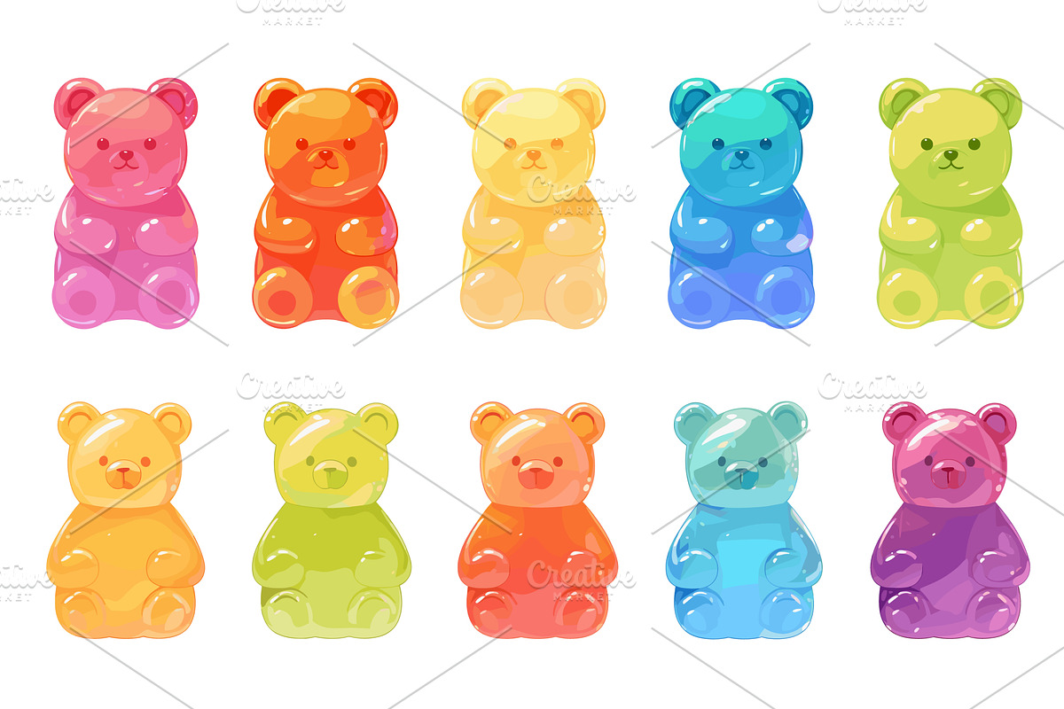 colorful gummy bears cartoon, an Animal Illustration by Stock-Smart-Start