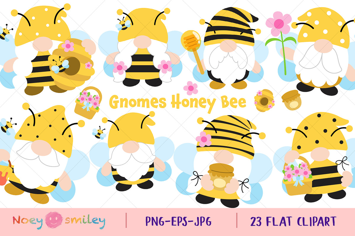 Gnomes Honey Bee Flat Clipart, an Animal Illustration by Noey smiley (Photo 1 of 7)