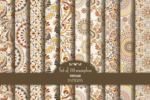 Set of 10 seampless pattern Baroque