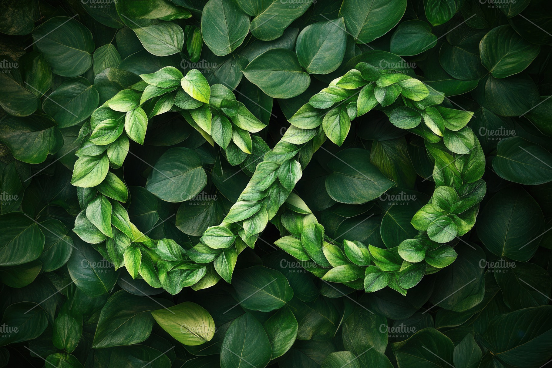 Green leaves form infinity sign, a Photo by Pavel_design