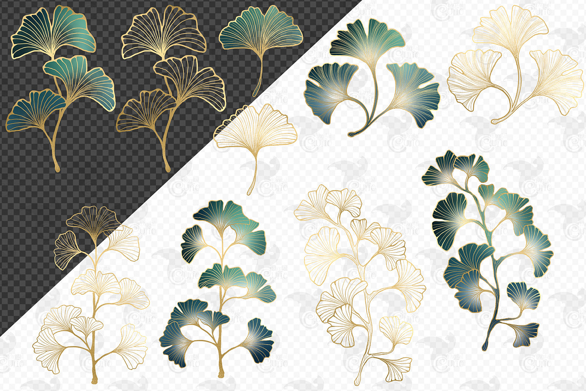 Gold Ginkgo Clipart, an Object Graphic by Digital Curio (Photo 3 of 4)