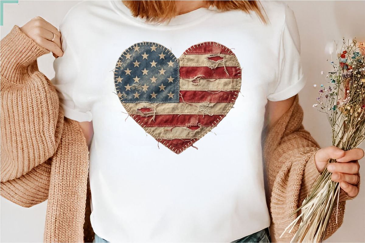 USA Patchwork American Heart Png, an Illustration by Designking (Photo 3 of 6)