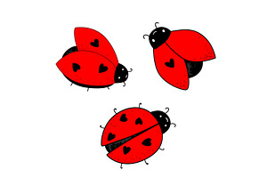Cartoon set of kawaii ladybug baby, an Animal Illustration by Toltemara