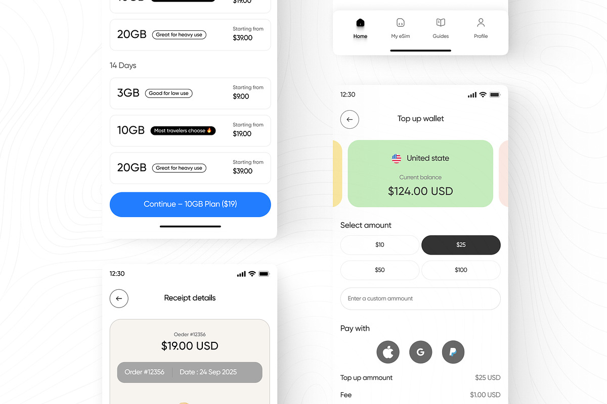 Global Esim App Product Ui Kit, an App Template by Soulfuldesignstudio (Photo 4 of 9)