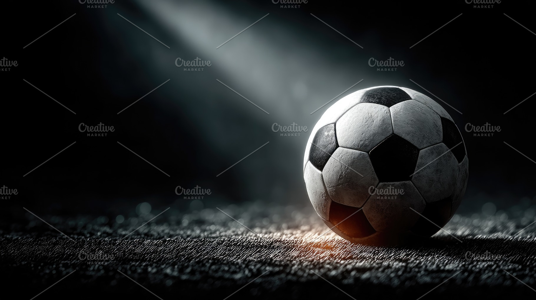 Soccer Ball Under Dramatic Spotlight on Dark Background with Wid, a Sports & Recreation Photo by José Manuel Gelpi