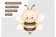 Cute Bee Watercolor Clipart, an Illustration by TatiMockup (Thumbnail 3 of 4)