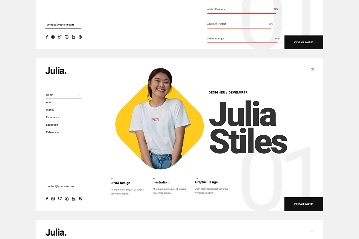 Julia - Creative Portfolio Template, a HTML Template by TemplatesJungle (Photo 1 of 9)