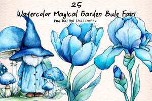 Watercolor Magical Garden Bule Fairi, an Illustration by Digital Artistic99