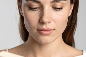 Woman reading book portrait with serene attention, a Person Photo by GoodGoods