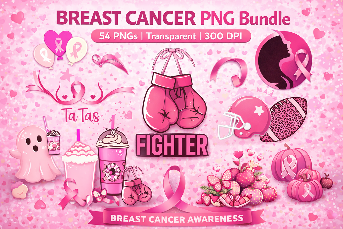 Breast Cancer Awareness PNG Bundle, an Object Graphic by MIRoots Design Studio (Photo 1 of 4)