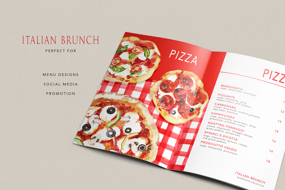 Italian Brunch Watercolor, a Food Illustration by Volha Studio (Photo 5 of 11)