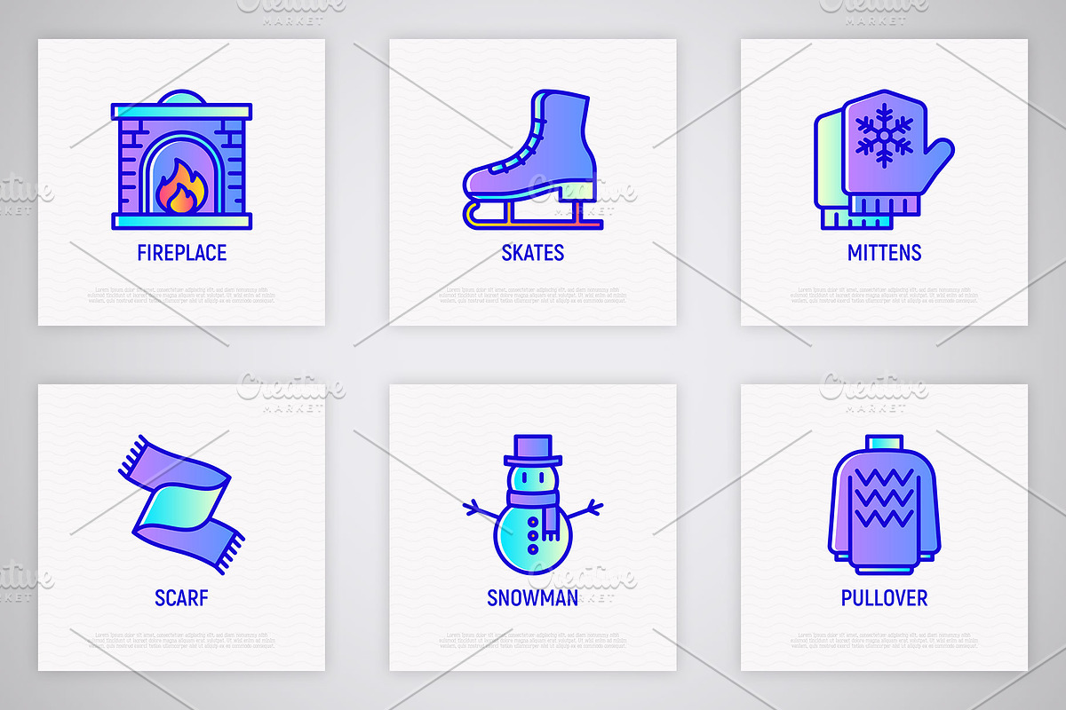 Winter | 16 Thin Line Icons Set, an Outline Icon by Alex Blogoodf (Photo 4 of 9)