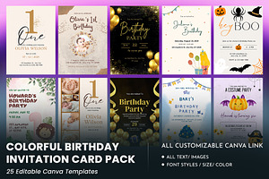 25 Birthday Invitation Card Pack, an Invitation Template by DesignGenix