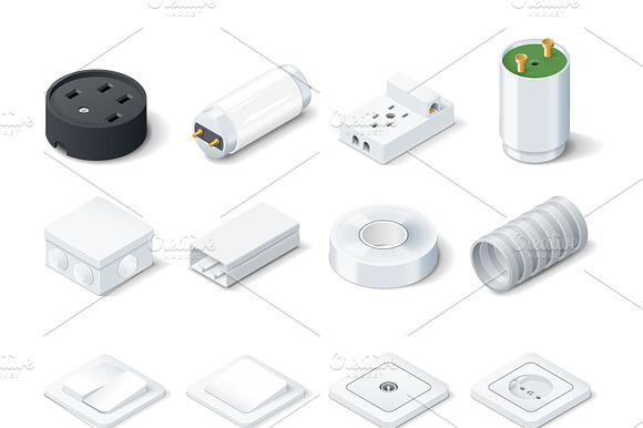 Home Electric Isometric Icon Set