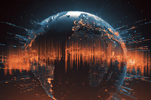 Digital globe with oil texture, a Business Photo by Design Store