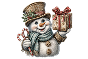 Snowman With Gift Clipart PNG, an Illustration by Memories By Lea (Thumbnail 9 of 17)