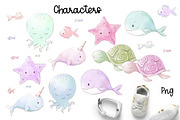 Nursery clipart Cute marine life, an Animal Illustration by Yuliya Art (Thumbnail 6 of 11)