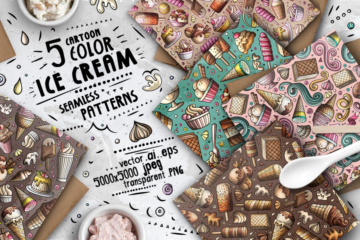 Ice Cream Cartoon Doodle Big Pack, a Decorative Illustration by BALABOLKA (Photo 6 of 11)