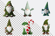 Watercolor Green Christmas Gnomes, an Illustration by SVGArt (Thumbnail 2 of 8)