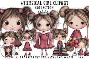 Whimsical Girl Clipart, an Illustration by OK Design