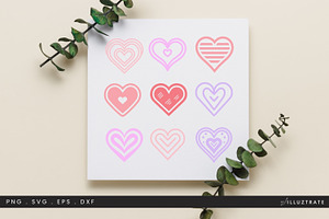 Heart SVG Bundle – 9 Designs, a Seasonal Illustration by illuztrate
