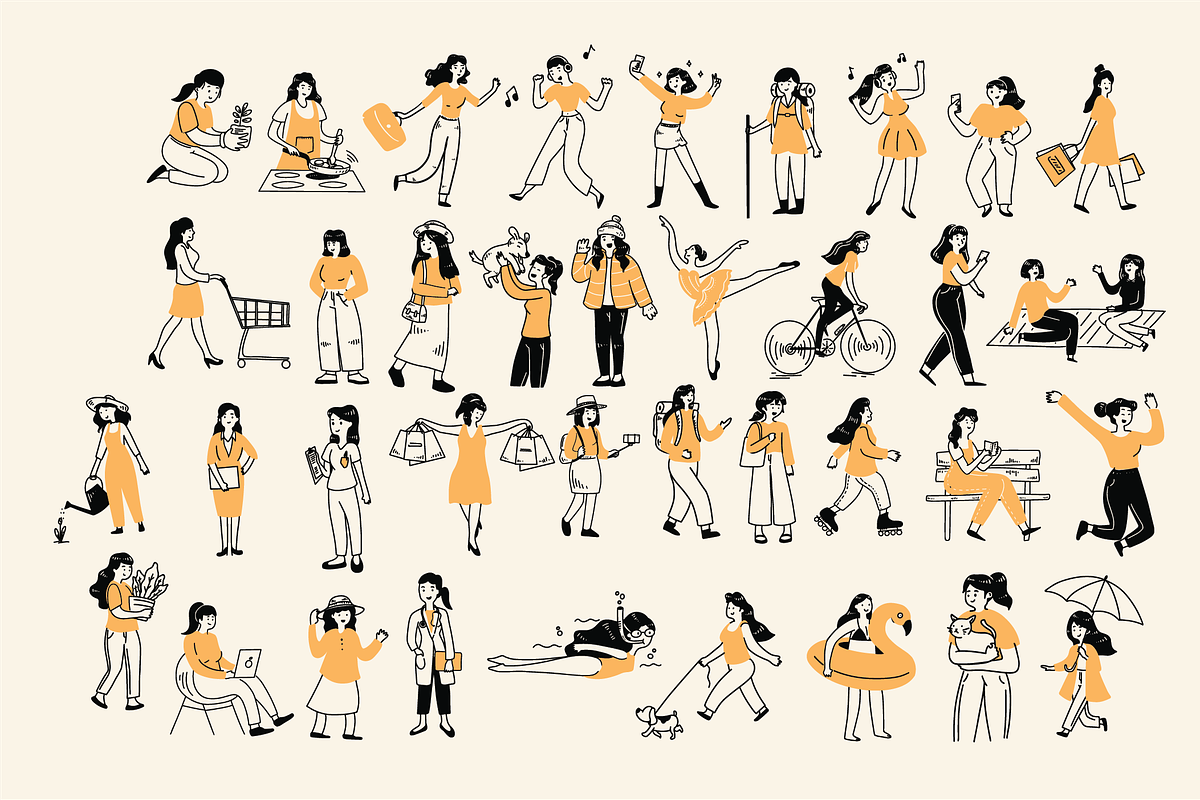 Girls Activity Flat Illustration, a Person Illustration by Berdansabersama (Photo 2 of 6)