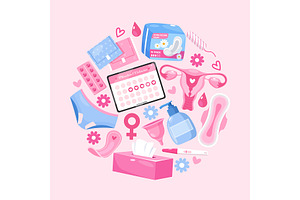 Menstruation period circle poster, a Healthcare Illustration by Elen_Art