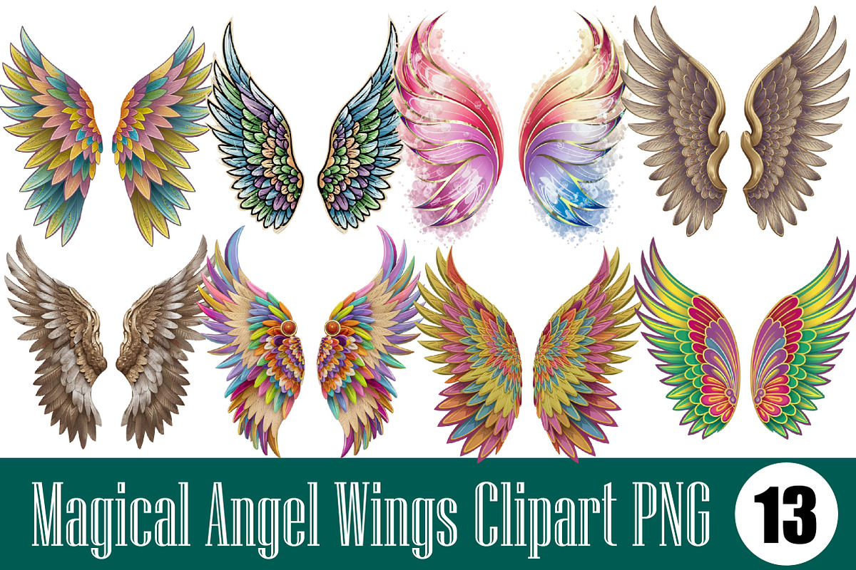 Magical Angel Wings Clipart PNG, an Illustration by Wow Magic