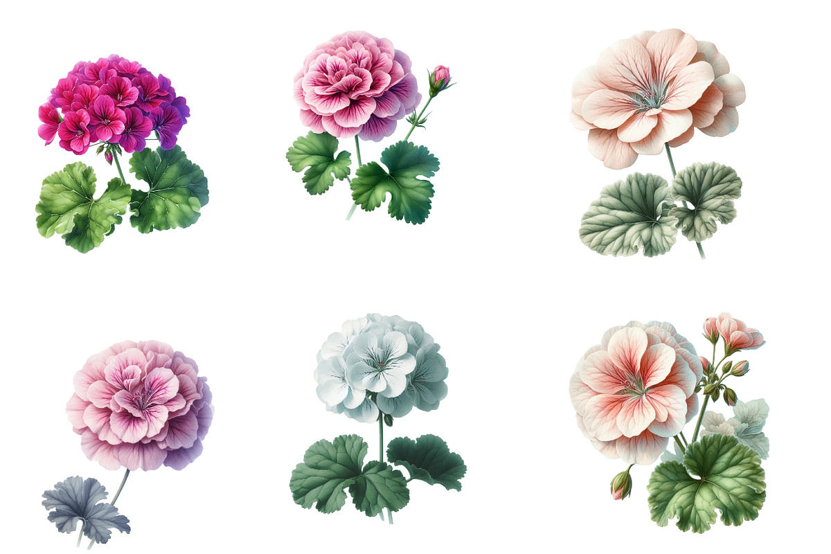 Watercolor geranium Clipart, an Illustration by Designworld (Photo 2 of 5)