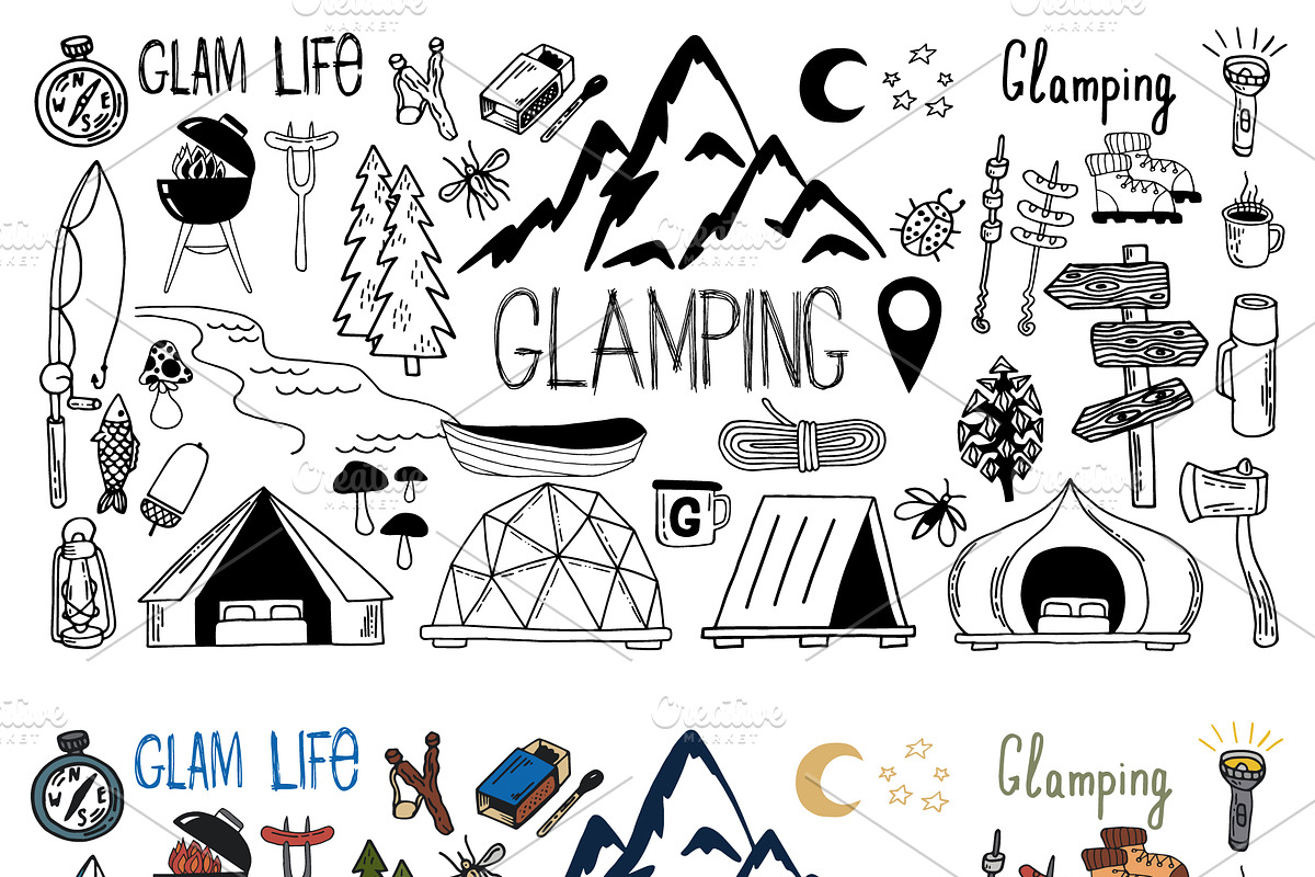 Set of doodle glamping elements, an Object Graphic by palllna (Photo 2 of 7)