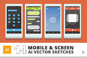 14 Ai Mobile & Screen Sketches, a Product Mockup by Makoto (Thumbnail 1 of 5)