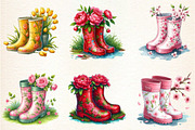 Floral Spring Rubber Boots Clipart, an Illustration by DreamArtGraphic (Thumbnail 4 of 5)