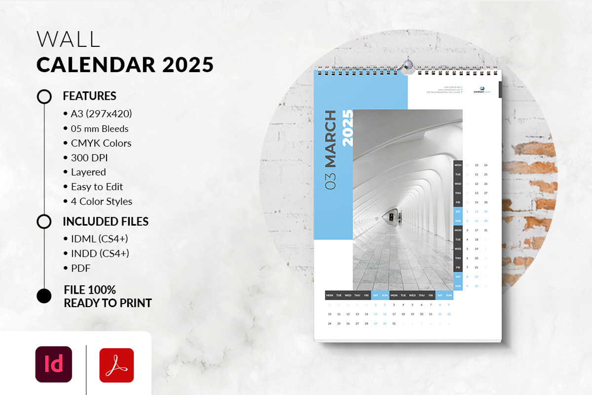 A3 Size Wall Calendar 2025, a Stationery Template by MstArtwork (Photo 3 of 5)