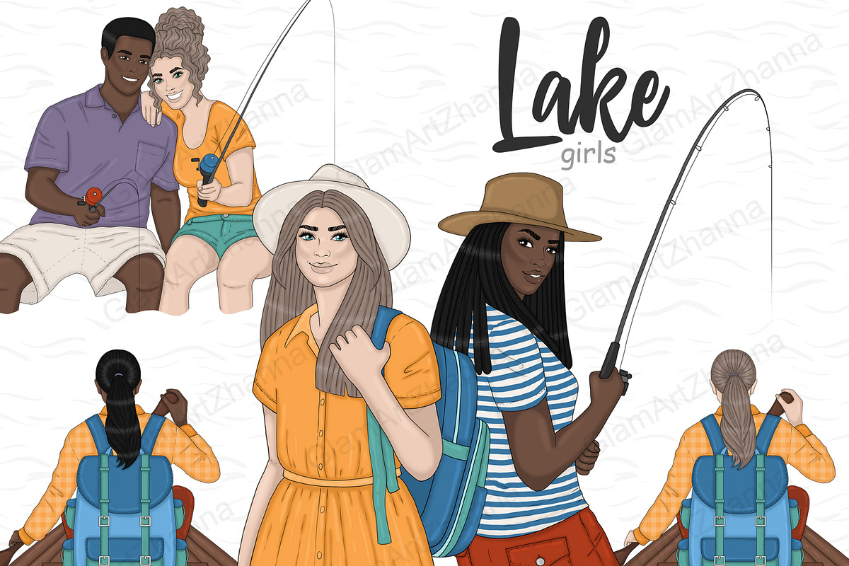 Lake Life Girls Clipart, a Person Illustration by GlamArtZhanna (Photo 1 of 7)