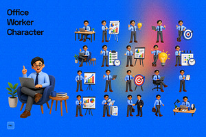 3D Office Worker Character, an Object Graphic by Pengedar Seni