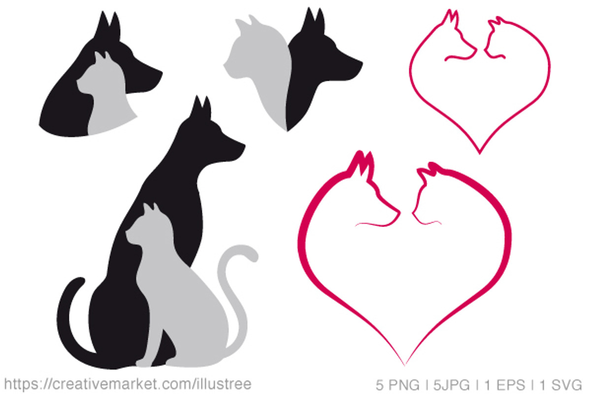 Cat and dog, vector set, a Graphic by Illustree