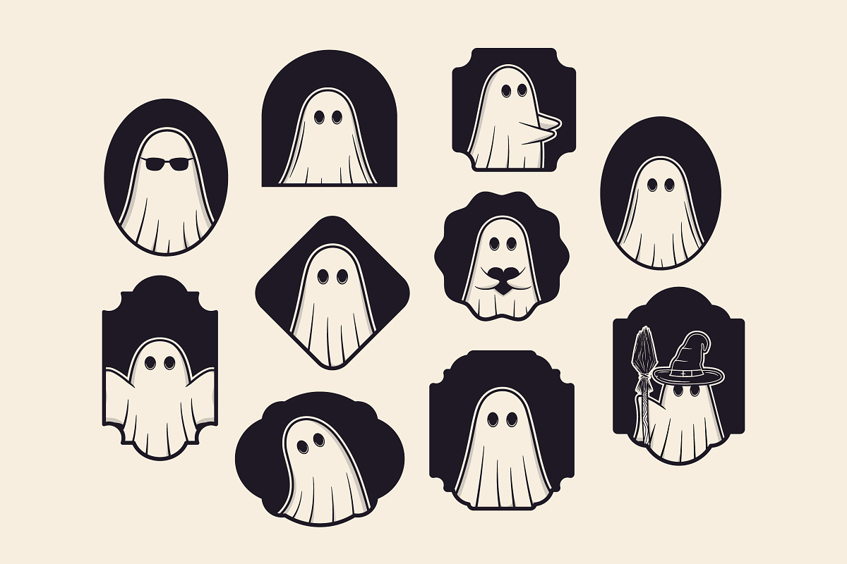 Cute Vintage Ghosts - 22 Icons, an Object Graphic by DenysHolovatiuk (Photo 4 of 5)