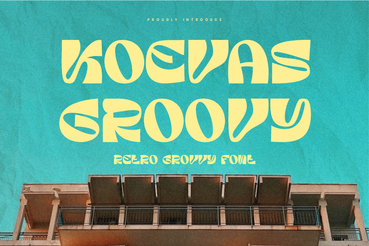 Koevas Groovy - Retro Font, a Sans Serif Font by Iqsiart Studio (Photo 1 of 8)