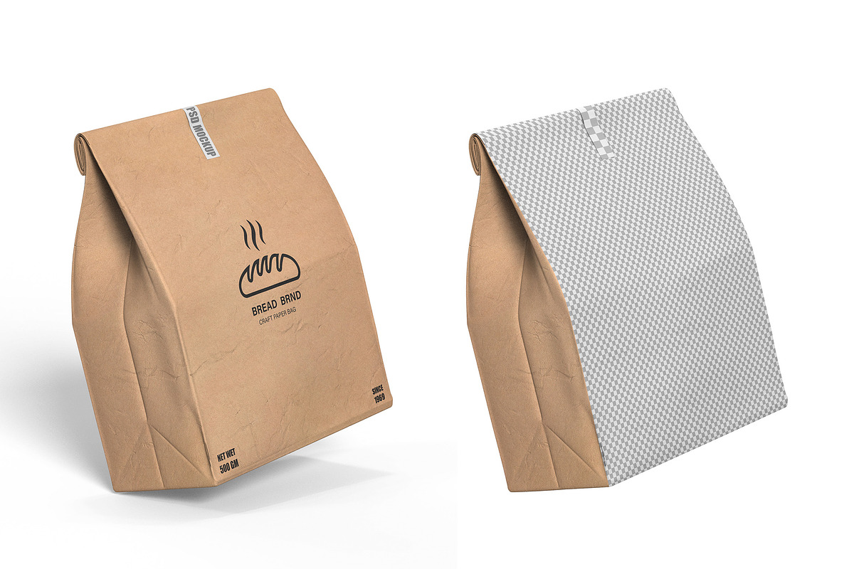 Kraft paper bag mockup for bread, a Cups & Container Mockup by Ram Studio LLC (Photo 6 of 10)