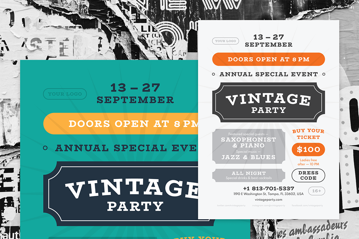 Vintage Party Poster Template, a Flyer Template by Danil Polshin (Photo 2 of 7)